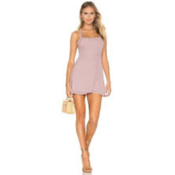 NWT Revolve x Superdown Kiki Dress •M• Mauve Strap criss-cross Fit & Flare Dress - Picture 3 of 13